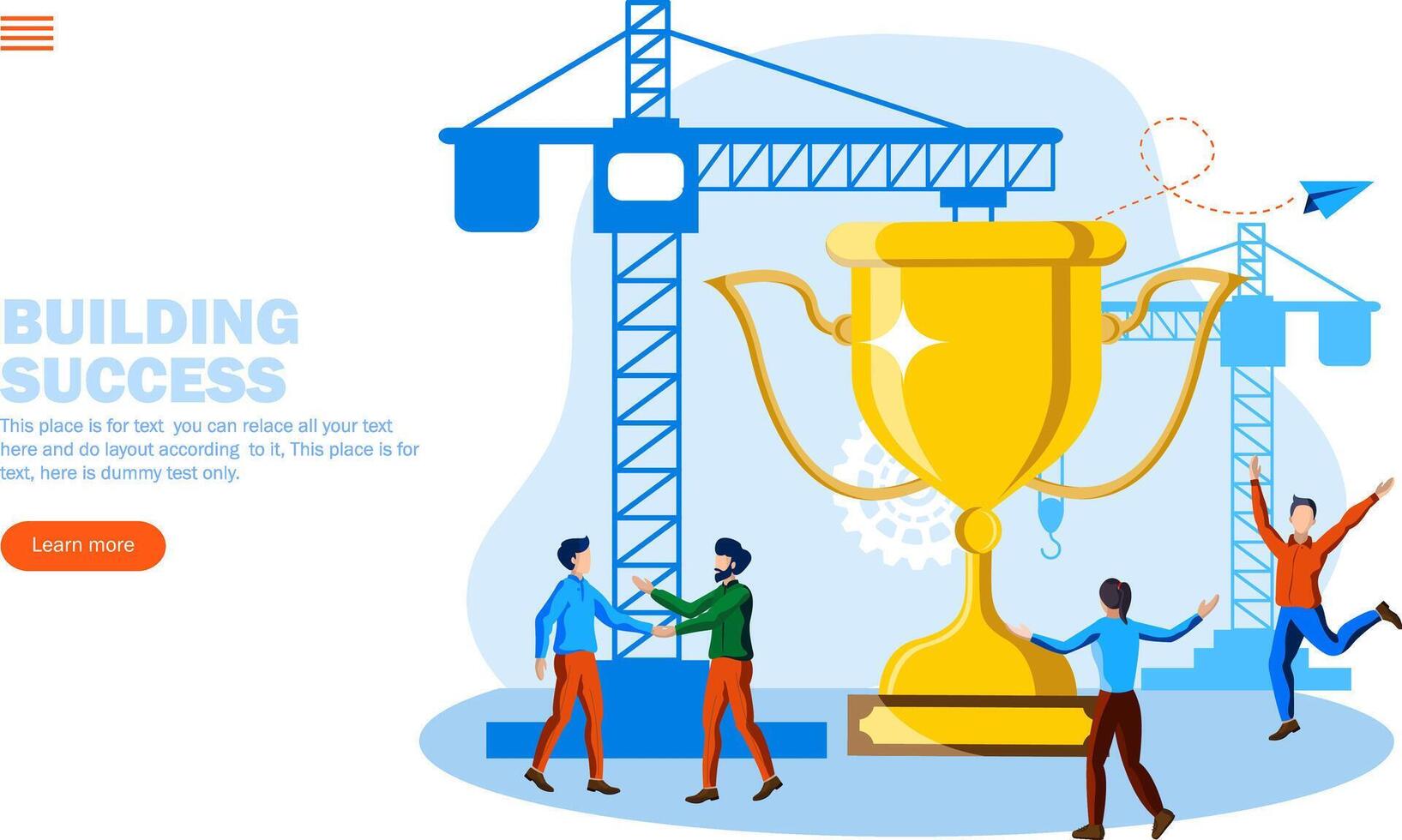 team gebouw succes met trofee vector illustratie concept