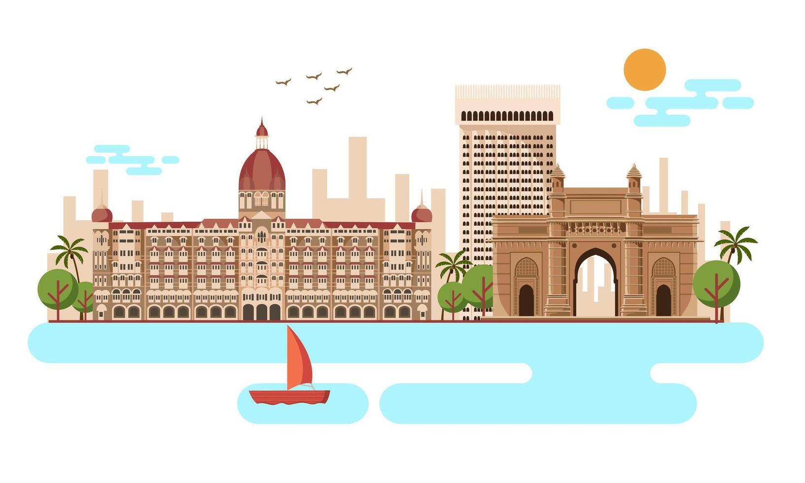 Mumbai, poort van Indië en de taj mahal hotel Mumbai, vector