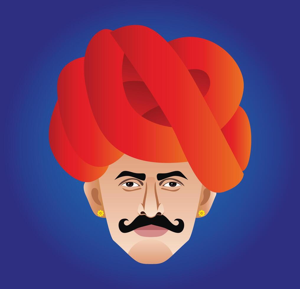 Rajasthani rabari Mens dichtbij omhoog royalty vrij vector illustratie