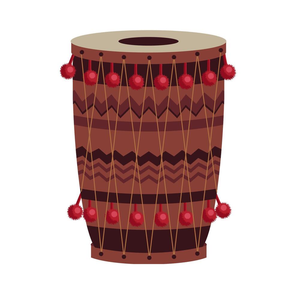 decoratief dholak trommel voorzorgsmaatregel vector illustratie geïsoleerd