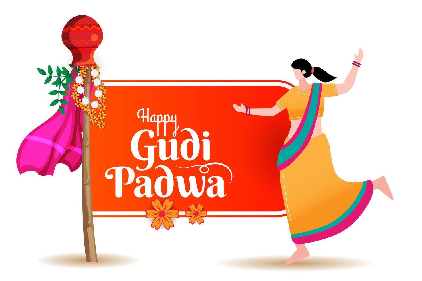 cultureel marathi Hindoe nieuw jaar festival gudi padwa viering groet achtergrond vector