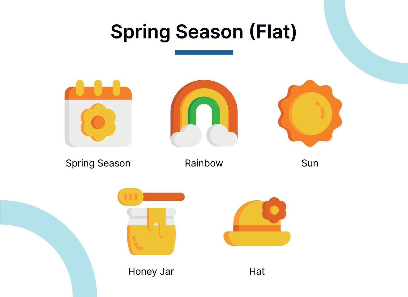voorjaar seizoen icoon reeks in vlak kleur stijl geschikt voor web en app pictogrammen, presentaties, affiches, enz. vector