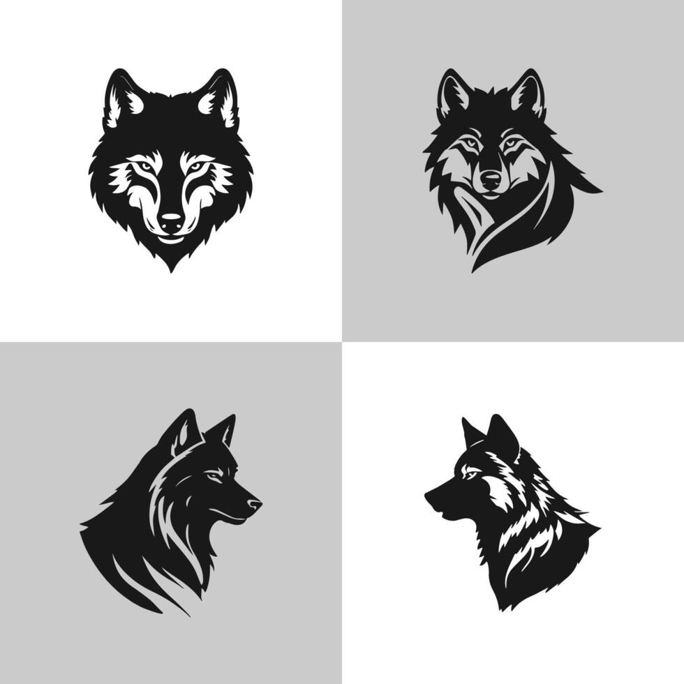 logo van wolf icoon reeks geïsoleerd vector silhouet ontwerp