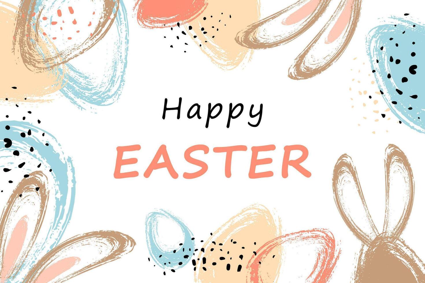 gelukkig Pasen banier met hand- getrokken Pasen eieren en konijn oren Aan wit achtergrond vector