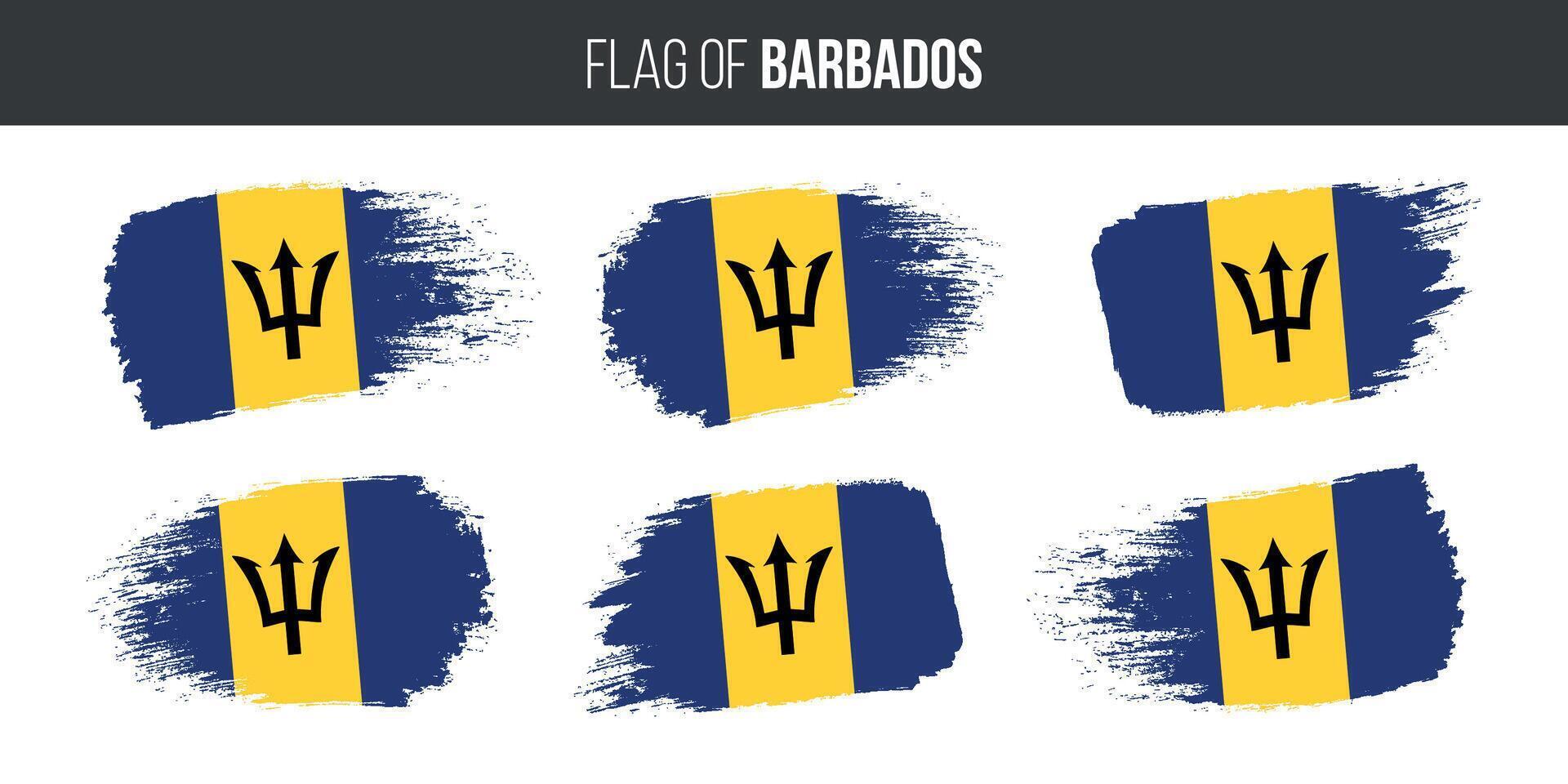 Barbados vlaggen reeks borstel beroerte grunge vector illustratie vlag van Barbados geïsoleerd Aan wit