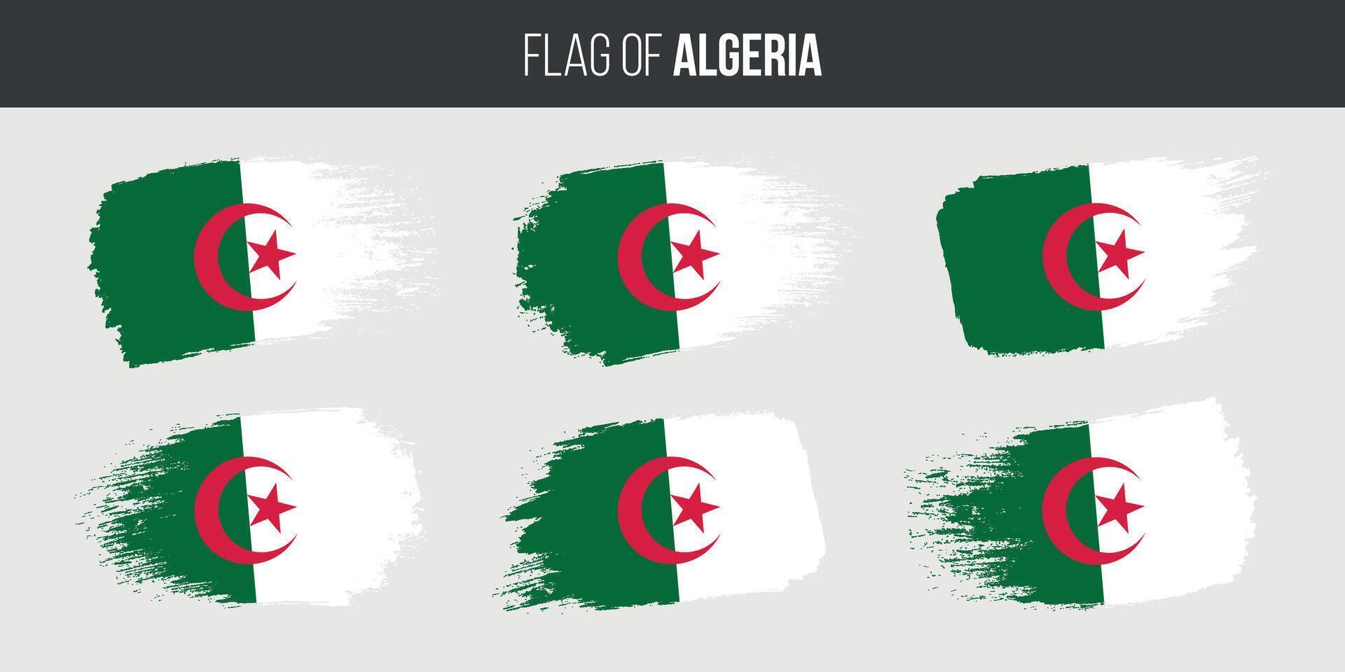 Algerije vlaggen reeks borstel beroerte grunge vector illustratie vlag van Algerije geïsoleerd Aan wit