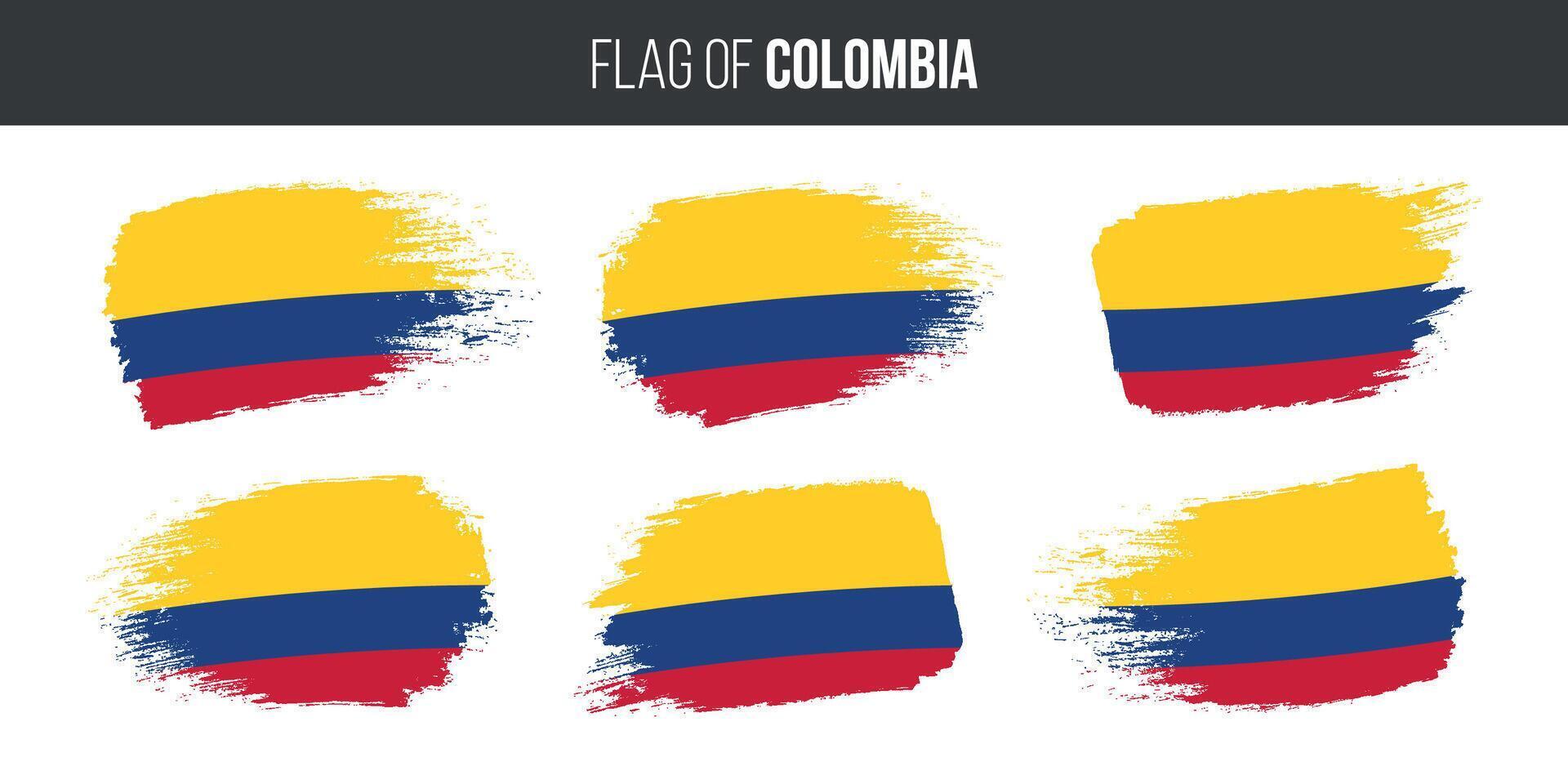 Colombia vlaggen reeks borstel beroerte grunge vector illustratie vlag van Colombia geïsoleerd Aan wit