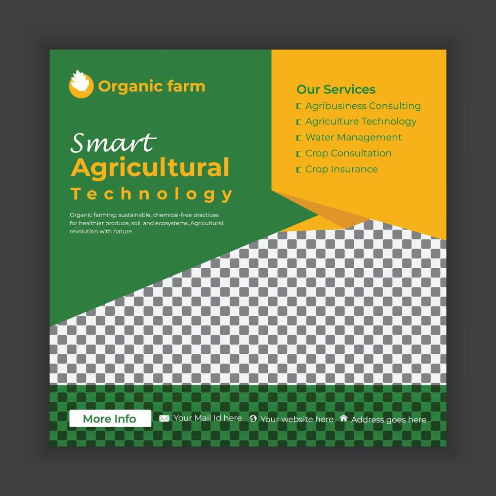biologisch voedsel en landbouw Diensten sociaal media post banners of landbouw technologie aanbieder web banier sjabloon vector