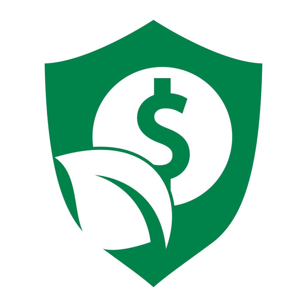 munt en blad logo combinatie. geld en eco symbool of icoon. vector