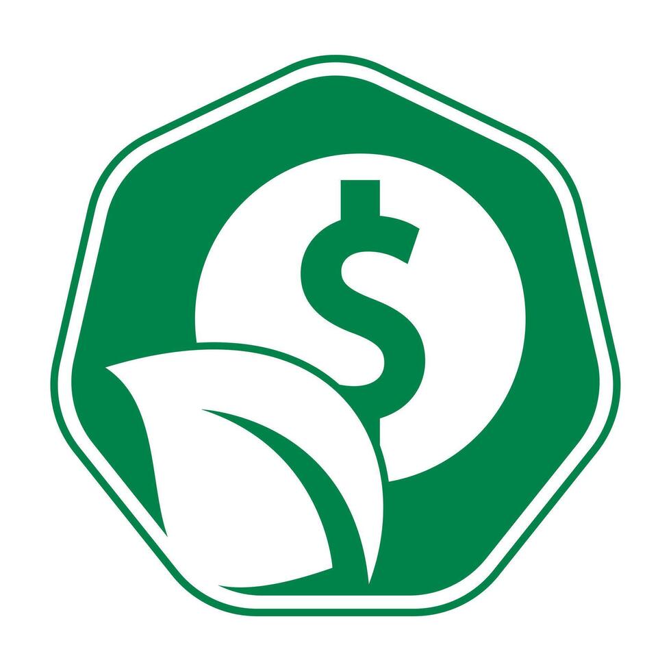 munt en blad logo combinatie. geld en eco symbool of icoon. vector