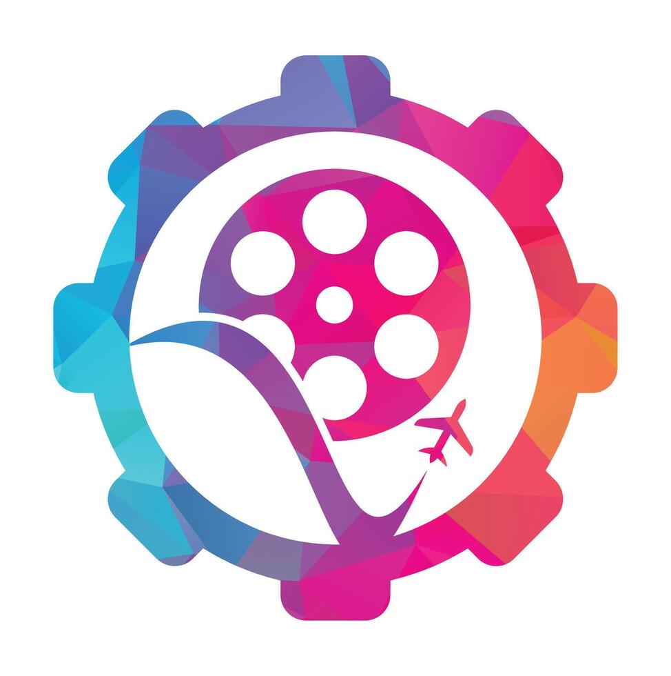 reizen film uitrusting vorm concept logo ontwerp vector icoon.