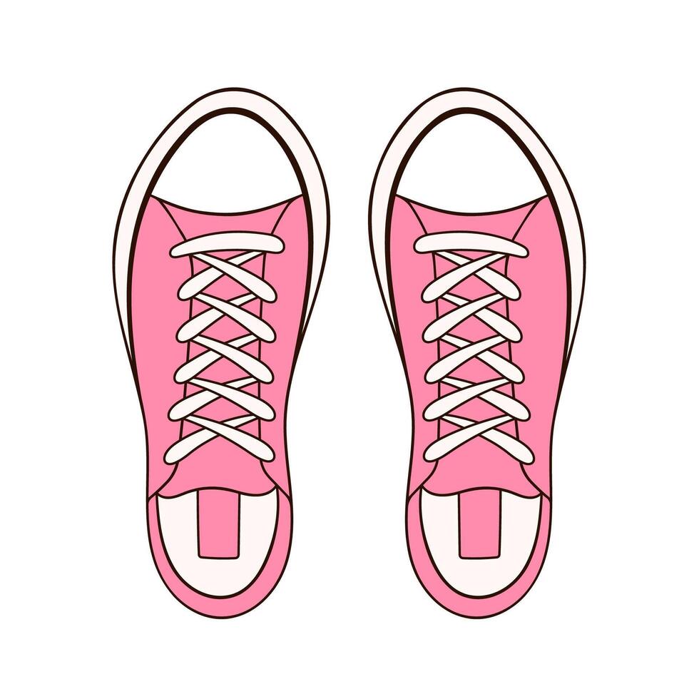 sneaker schoen voor vrouw icoon in vlak stijl. minimalistisch schets logo roze kleur voor schoenen winkel. vector illustratie geïsoleerd Aan een wit achtergrond.