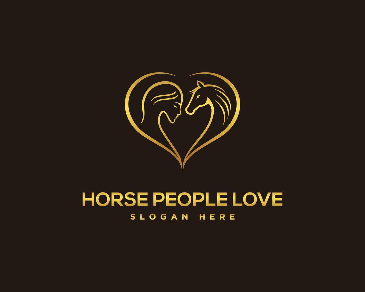 vrouw en paard logo silhouet ontwerp vector sjabloon.