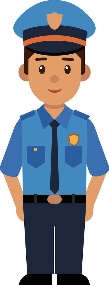 illustratie van een Politie officier staand met zijn hand- Aan zijn borst vector