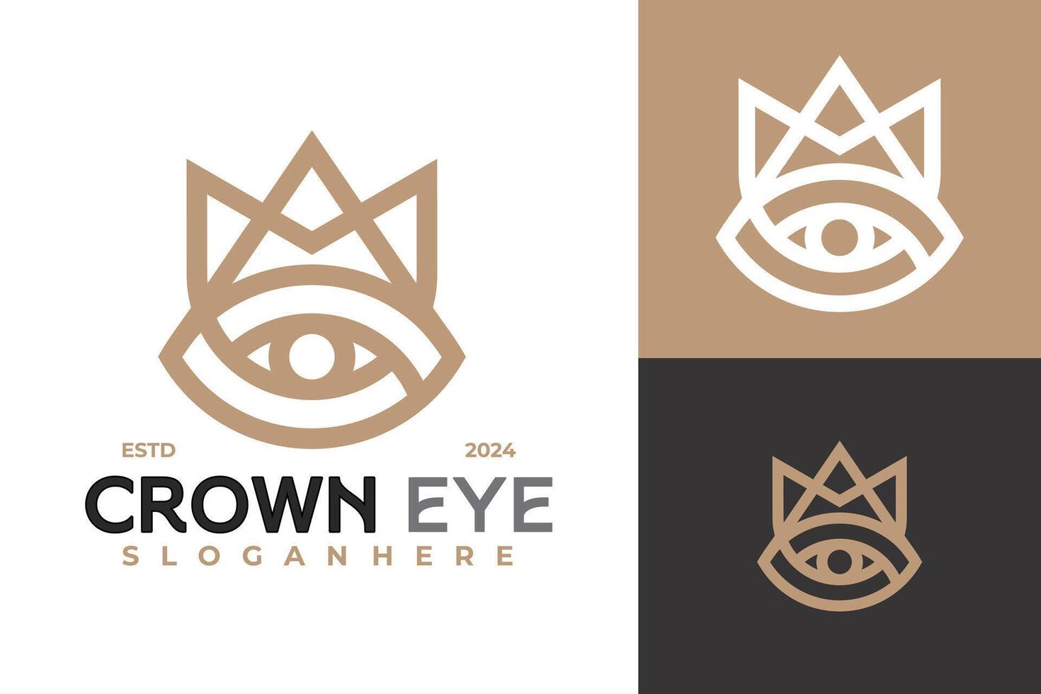 kroon oog visie logo ontwerp vector symbool icoon illustratie