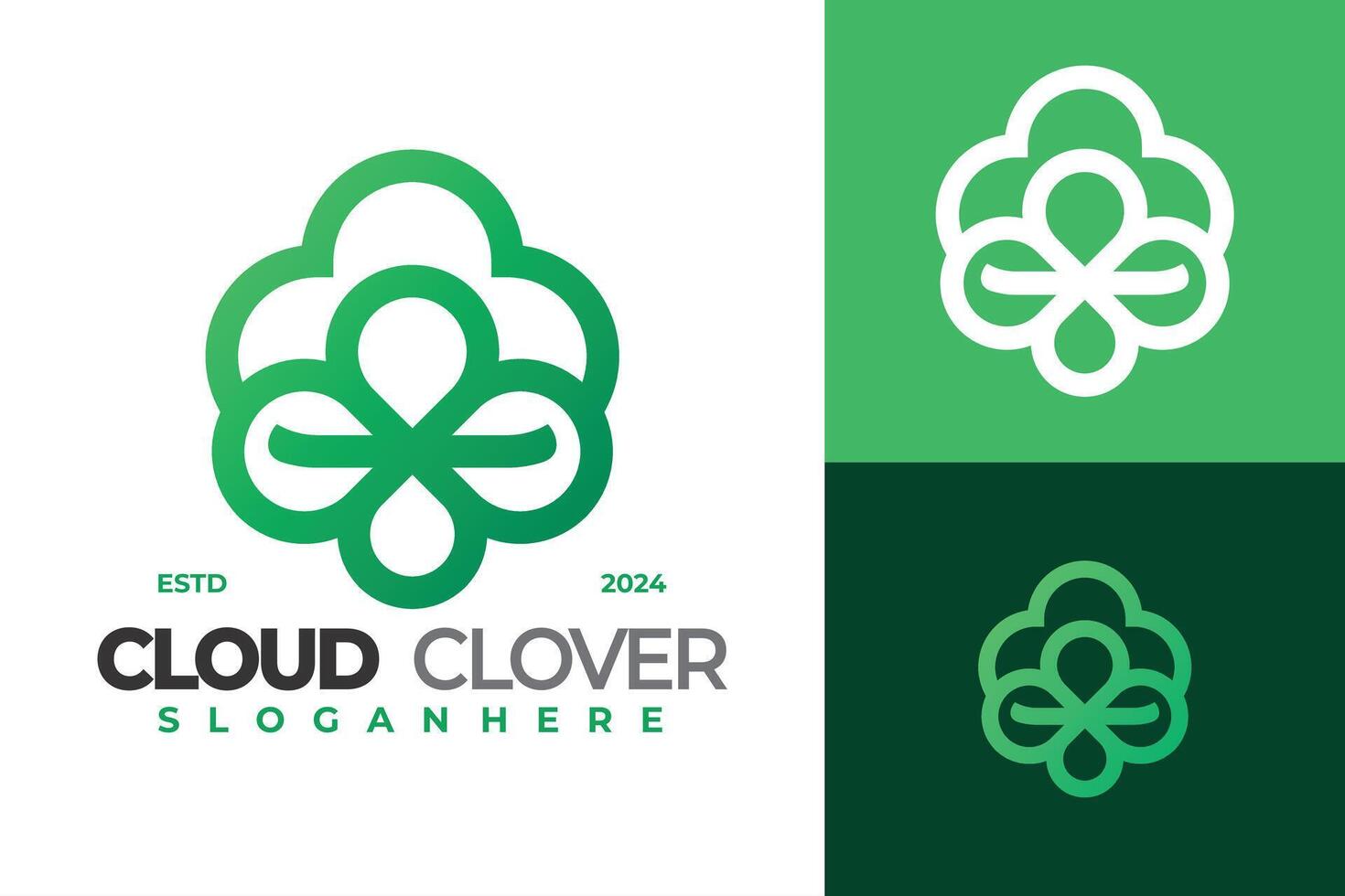 Klaver wolk logo ontwerp vector symbool icoon illustratie