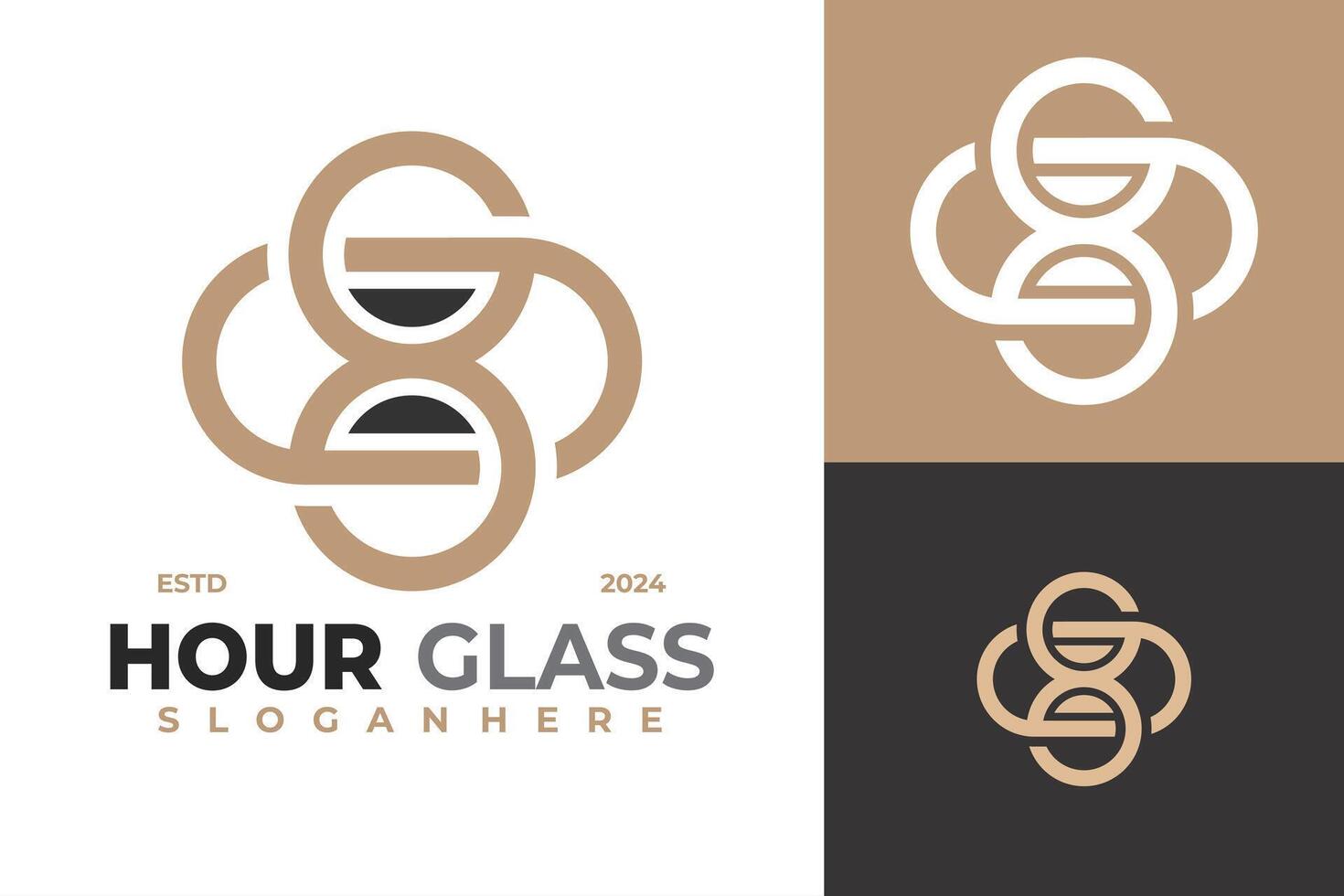 elegant zandloper logo ontwerp vector symbool icoon illustratie