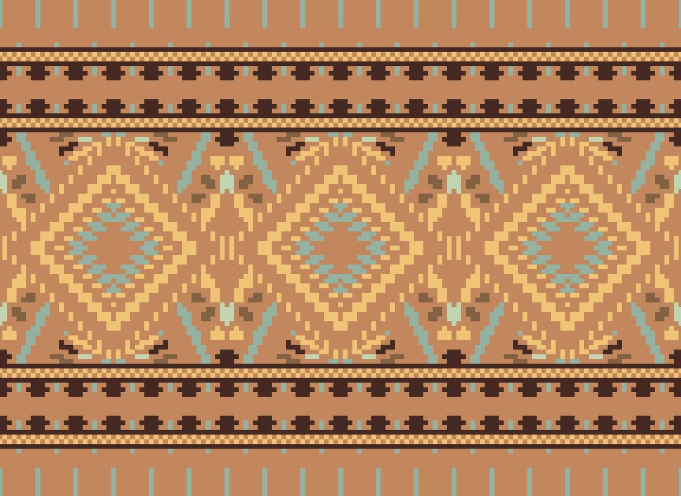 pixel kruis steek traditioneel etnisch patroon paisley bloem ikat achtergrond abstract aztec Afrikaanse Indonesisch Indisch naadloos patroon voor kleding stof afdrukken kleding jurk tapijt gordijnen en sarong vector