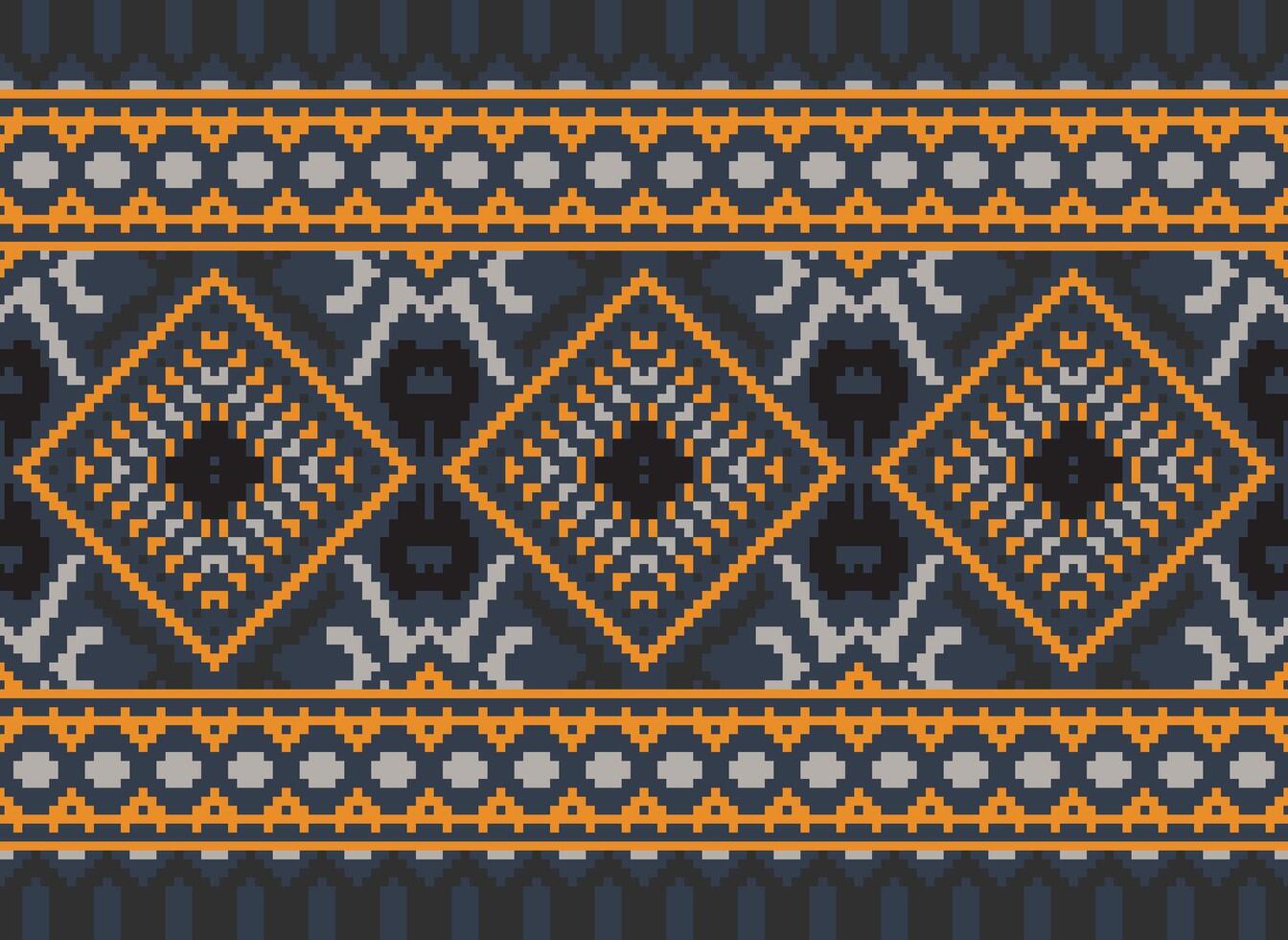 pixel kruis steek traditioneel etnisch patroon paisley bloem ikat achtergrond abstract aztec Afrikaanse Indonesisch Indisch naadloos patroon voor kleding stof afdrukken kleding jurk tapijt gordijnen en sarong vector