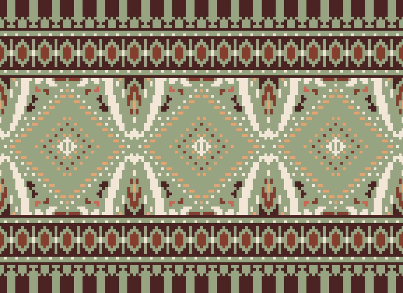 pixel kruis steek traditioneel etnisch patroon paisley bloem ikat achtergrond abstract aztec Afrikaanse Indonesisch Indisch naadloos patroon voor kleding stof afdrukken kleding jurk tapijt gordijnen en sarong vector