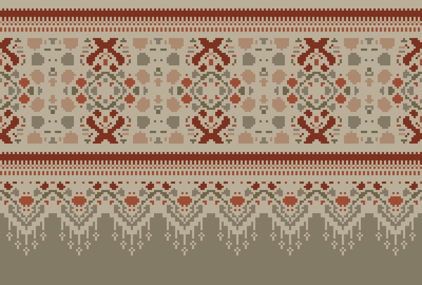 pixel kruis steek traditioneel etnisch patroon paisley bloem ikat achtergrond abstract aztec Afrikaanse Indonesisch Indisch naadloos patroon voor kleding stof afdrukken kleding jurk tapijt gordijnen en sarong vector