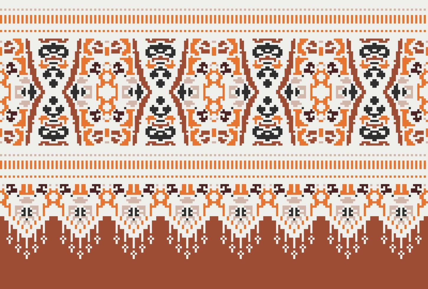 pixel kruis steek traditioneel etnisch patroon paisley bloem ikat achtergrond abstract aztec Afrikaanse Indonesisch Indisch naadloos patroon voor kleding stof afdrukken kleding jurk tapijt gordijnen en sarong vector