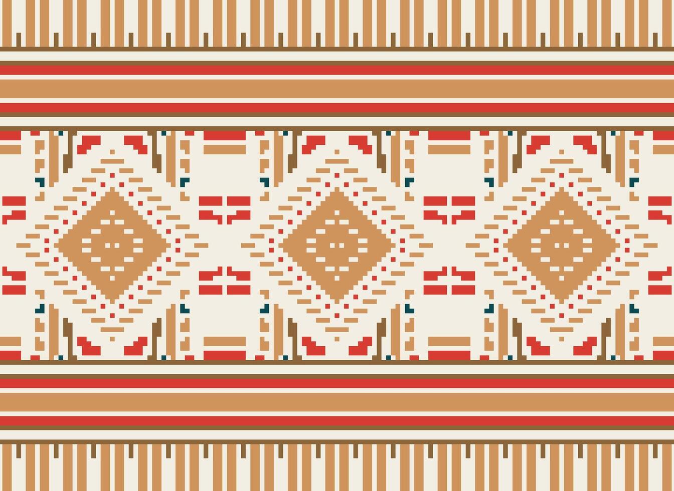 pixel kruis steek traditioneel etnisch patroon paisley bloem ikat achtergrond abstract aztec Afrikaanse Indonesisch Indisch naadloos patroon voor kleding stof afdrukken kleding jurk tapijt gordijnen en sarong vector