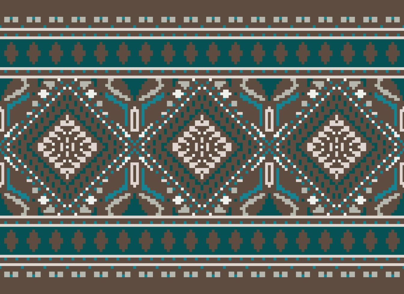 pixel kruis steek traditioneel etnisch patroon paisley bloem ikat achtergrond abstract aztec Afrikaanse Indonesisch Indisch naadloos patroon voor kleding stof afdrukken kleding jurk tapijt gordijnen en sarong vector