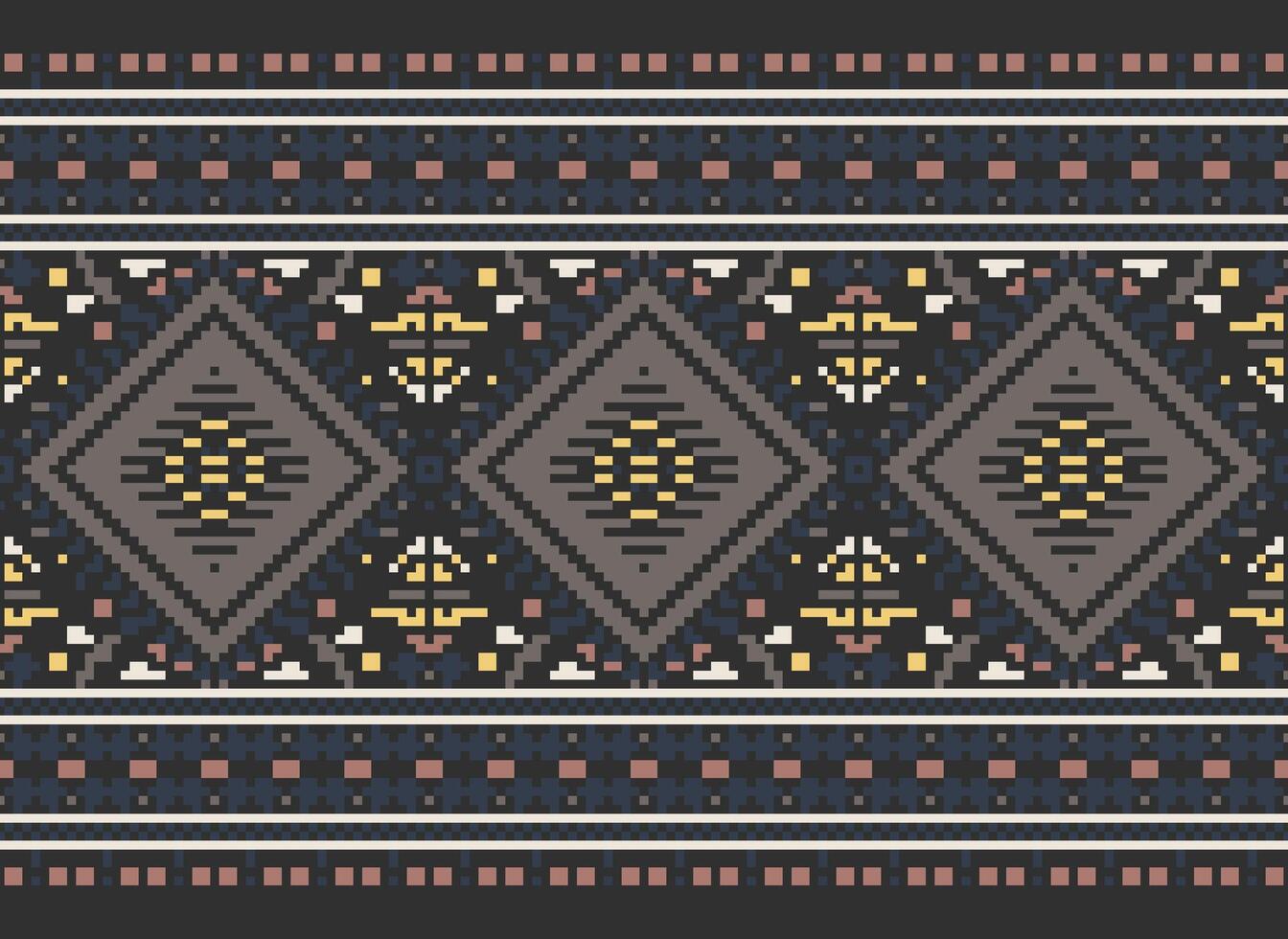 pixel kruis steek traditioneel etnisch patroon paisley bloem ikat achtergrond abstract aztec Afrikaanse Indonesisch Indisch naadloos patroon voor kleding stof afdrukken kleding jurk tapijt gordijnen en sarong vector