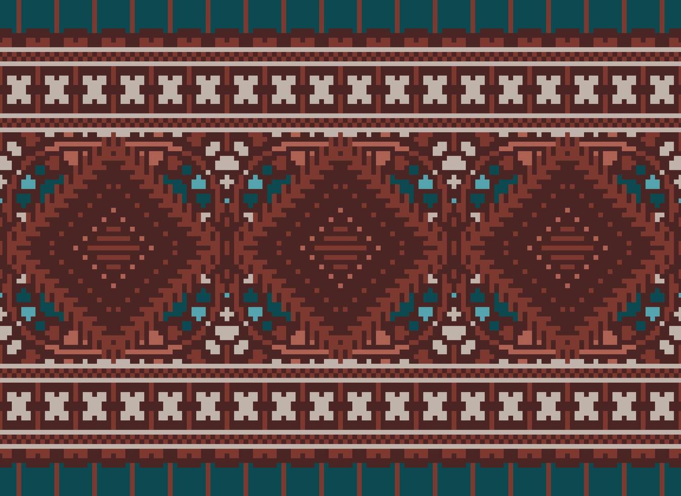 pixel kruis steek traditioneel etnisch patroon paisley bloem ikat achtergrond abstract aztec Afrikaanse Indonesisch Indisch naadloos patroon voor kleding stof afdrukken kleding jurk tapijt gordijnen en sarong vector