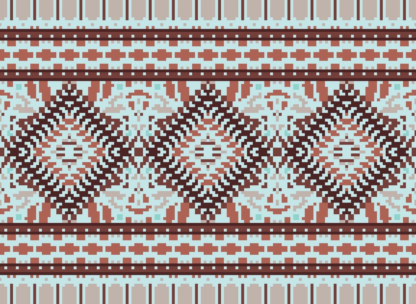 pixel kruis steek traditioneel etnisch patroon paisley bloem ikat achtergrond abstract aztec Afrikaanse Indonesisch Indisch naadloos patroon voor kleding stof afdrukken kleding jurk tapijt gordijnen en sarong vector