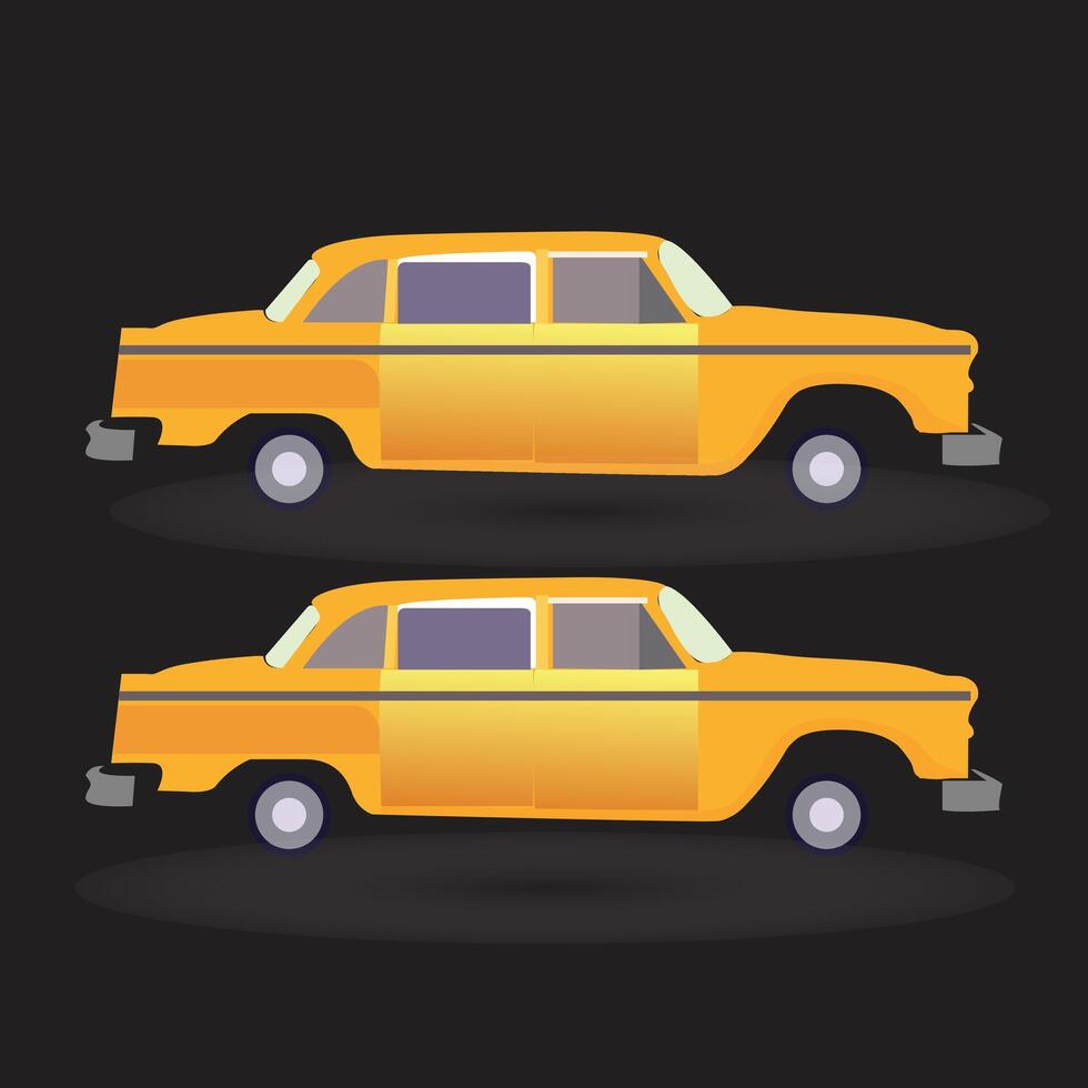 de geel taxi in nieuw york. een rechtdoorzee wijnoogst taxi. vector vlak zichtbaar steun