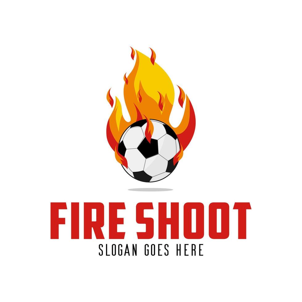brand schieten logo ontwerp. abstract voetbal bal combinatie met brand concept symbool ontwerp vector