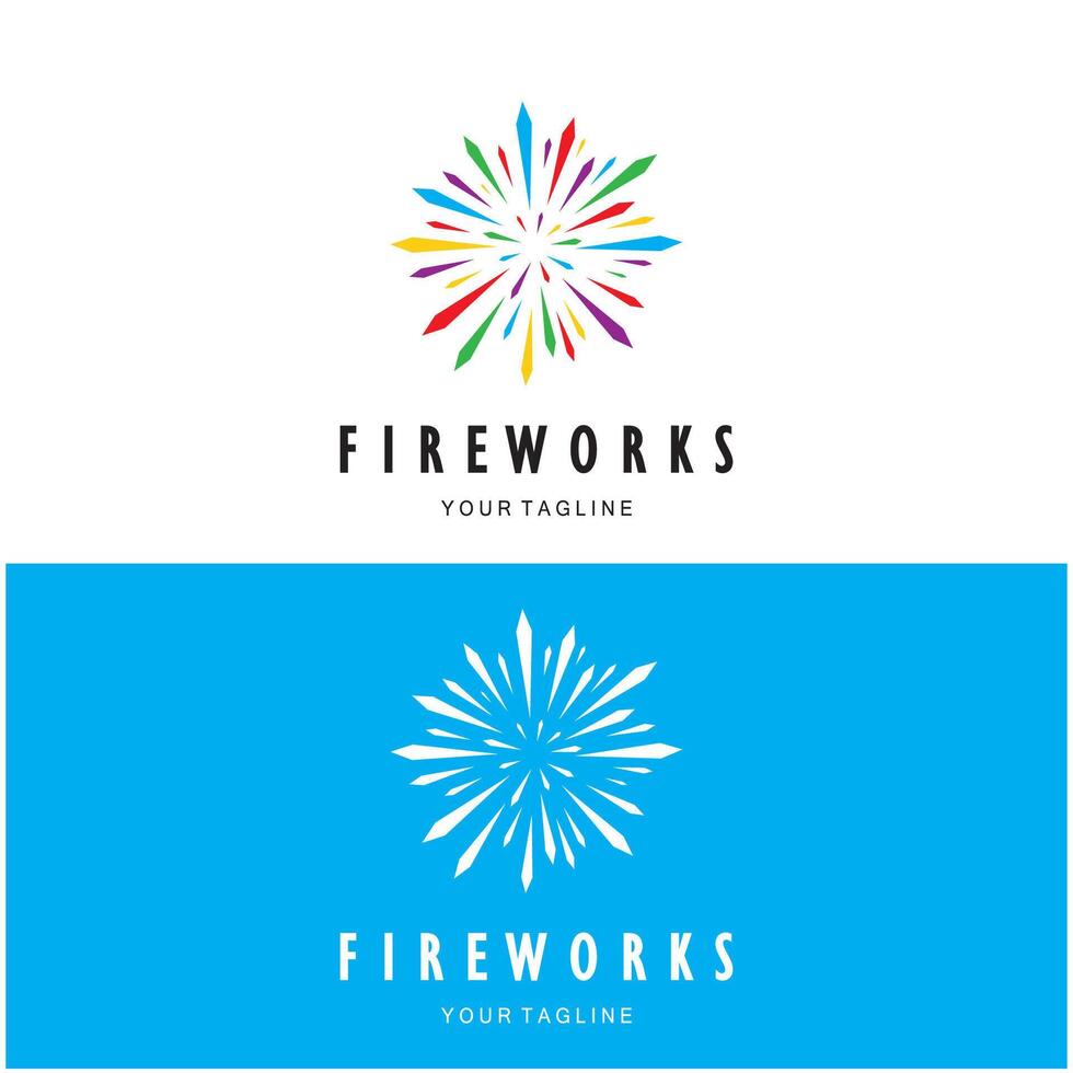 vuurwerk logo ontwerp met creatief kleurrijk vonken in modern stijl.logo voor bedrijf, merk, viering, vuurwerk, voetzoekers vector