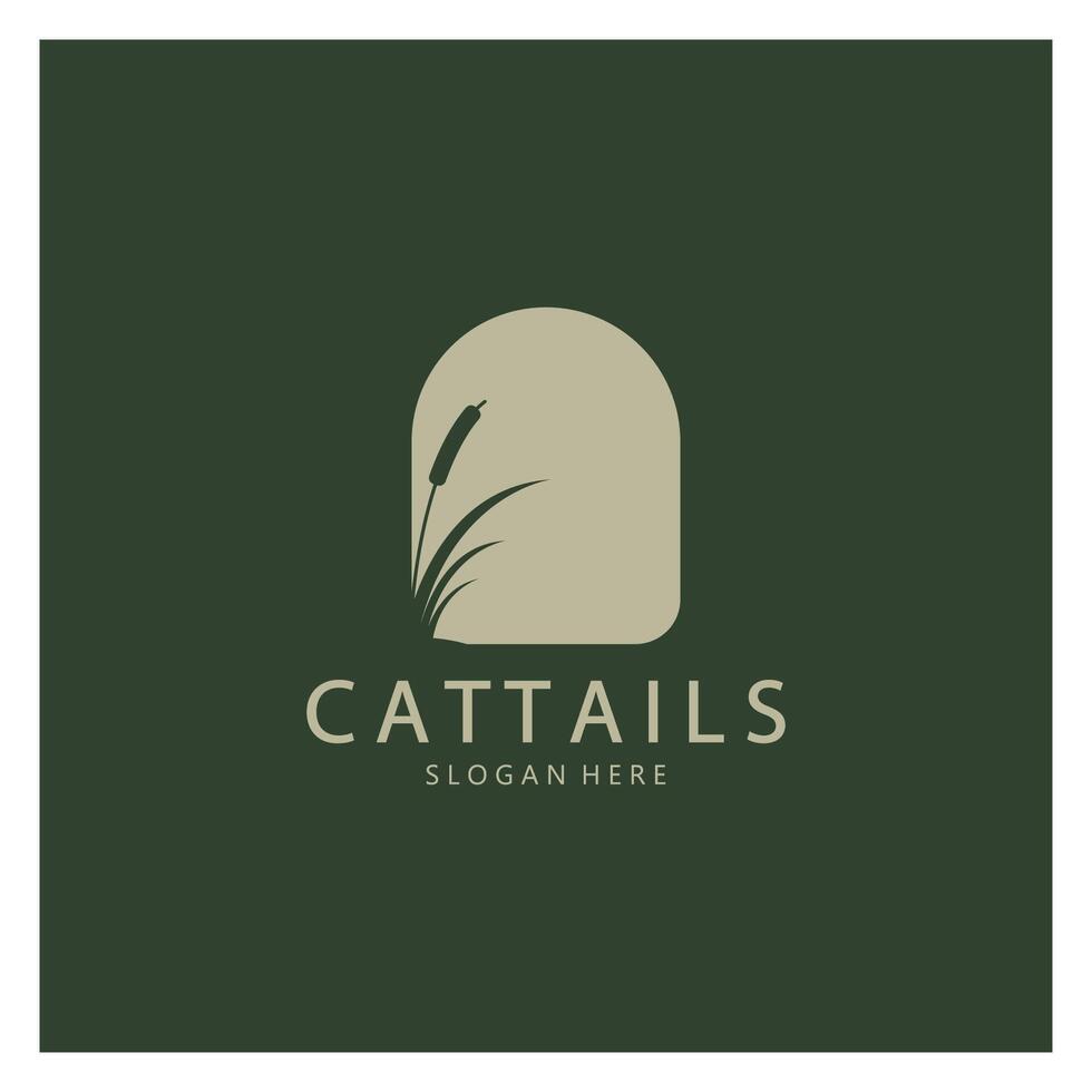 cattails of rivier- riet gras fabriek logo ontwerp, aquatisch planten, moeras, wild gras vector