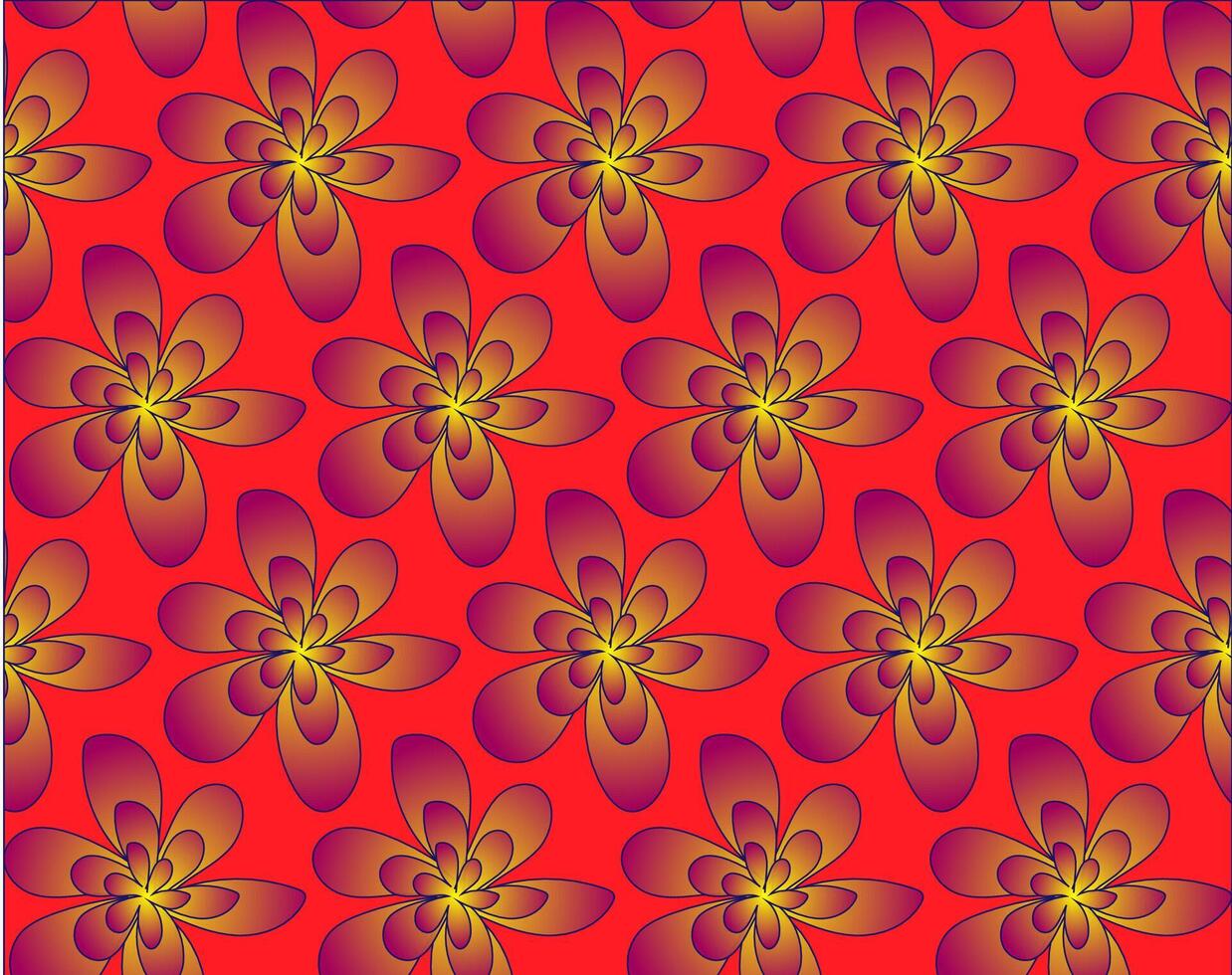 naadloos bloemen patroon in de het formulier van blauw en geel bloemen Aan een rood achtergrond vector