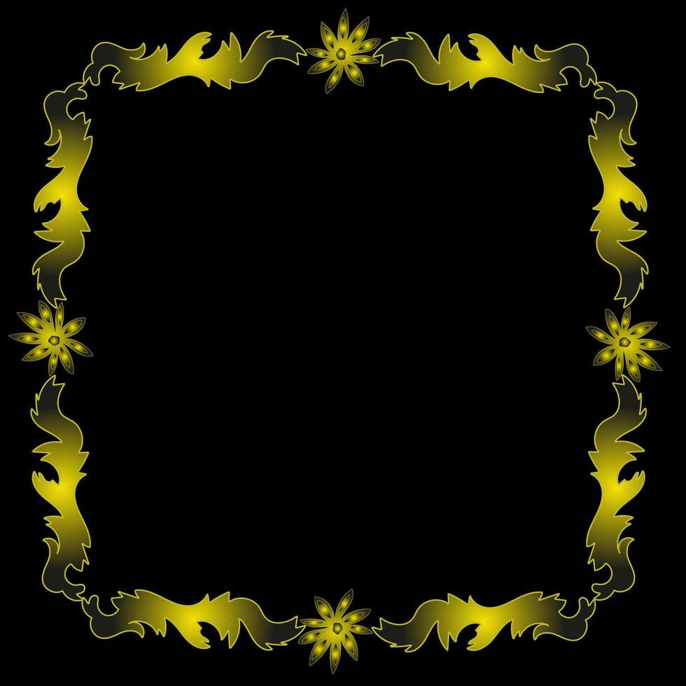 mooi en elegant gouden kader in de het formulier van bloemen en bladeren Aan een zwart achtergrond vector