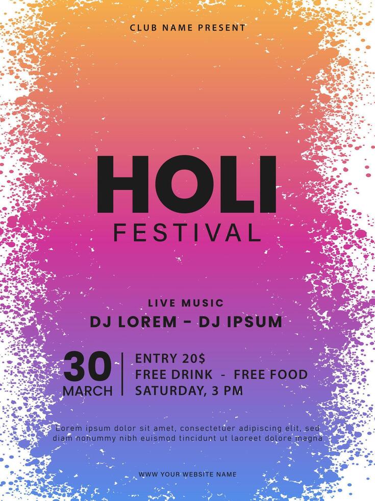 holi festival poster ontwerp. kleurrijk holi viering folder sjabloon. Indisch festival van kleuren. vector illustratie