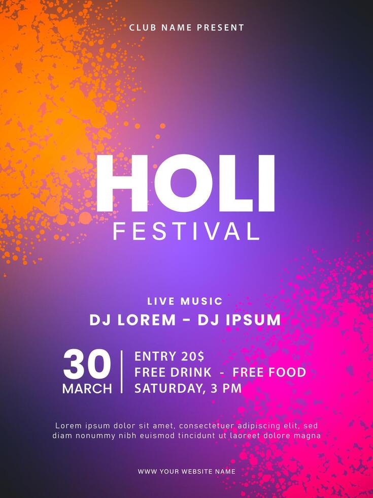 holi festival poster ontwerp. kleurrijk holi viering folder sjabloon. Indisch festival van kleuren. vector illustratie