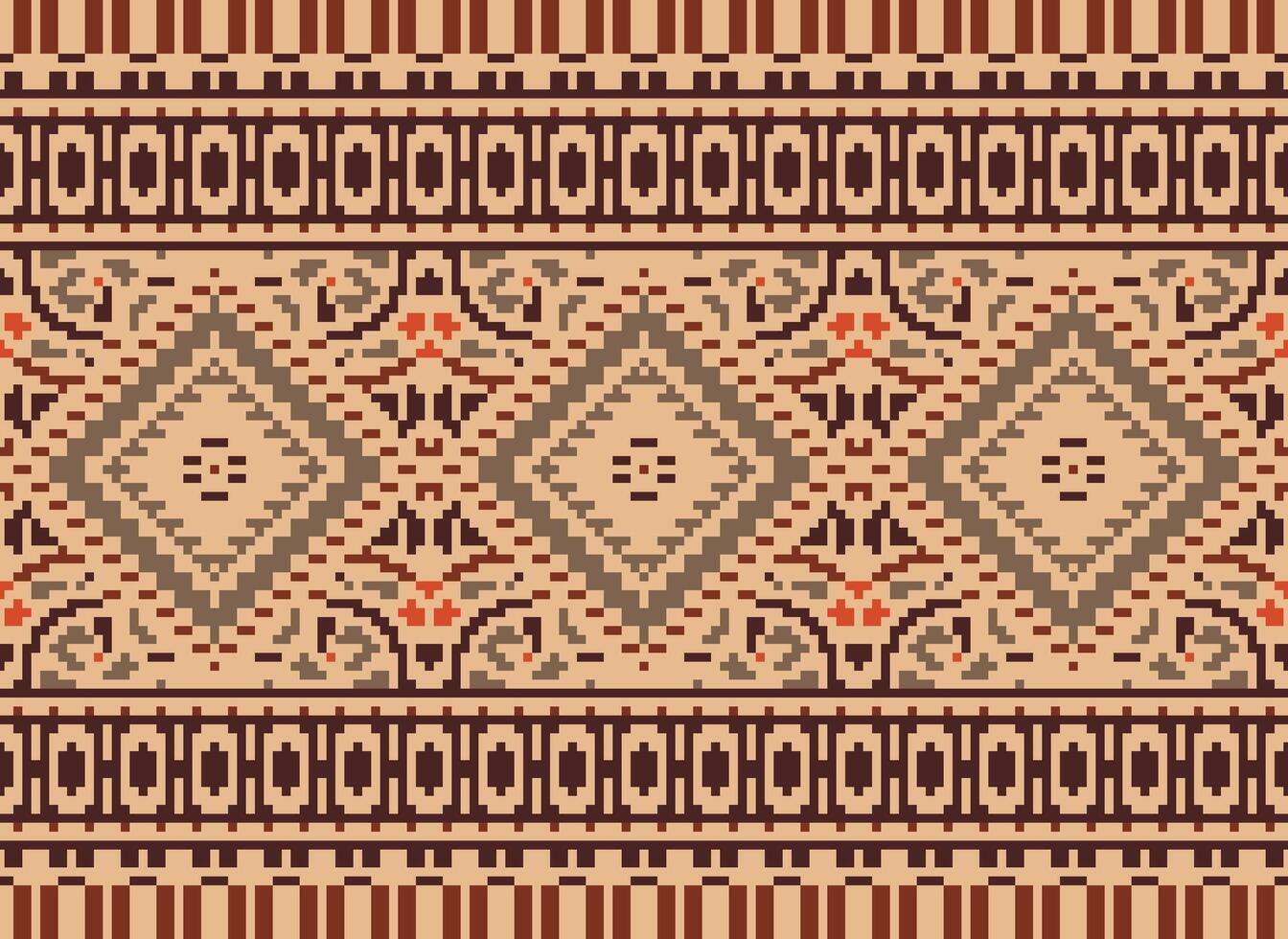 pixel kruis steek traditioneel etnisch patroon paisley bloem ikat achtergrond abstract aztec Afrikaanse Indonesisch Indisch naadloos patroon voor kleding stof afdrukken kleding jurk tapijt gordijnen en sarong vector