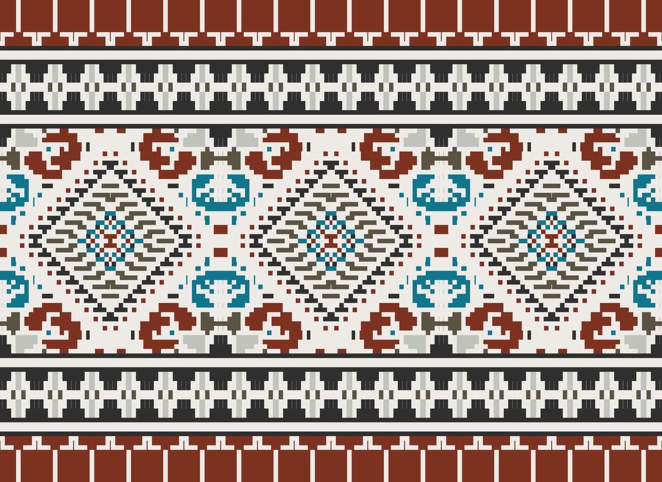 pixel kruis steek traditioneel etnisch patroon paisley bloem ikat achtergrond abstract aztec Afrikaanse Indonesisch Indisch naadloos patroon voor kleding stof afdrukken kleding jurk tapijt gordijnen en sarong vector