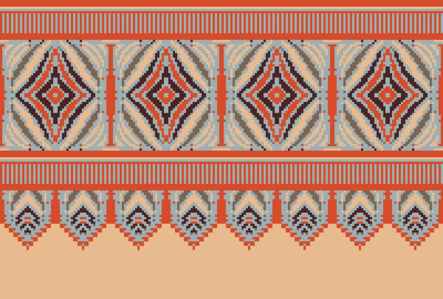 pixel kruis steek traditioneel etnisch patroon paisley bloem ikat achtergrond abstract aztec Afrikaanse Indonesisch Indisch naadloos patroon voor kleding stof afdrukken kleding jurk tapijt gordijnen en sarong vector