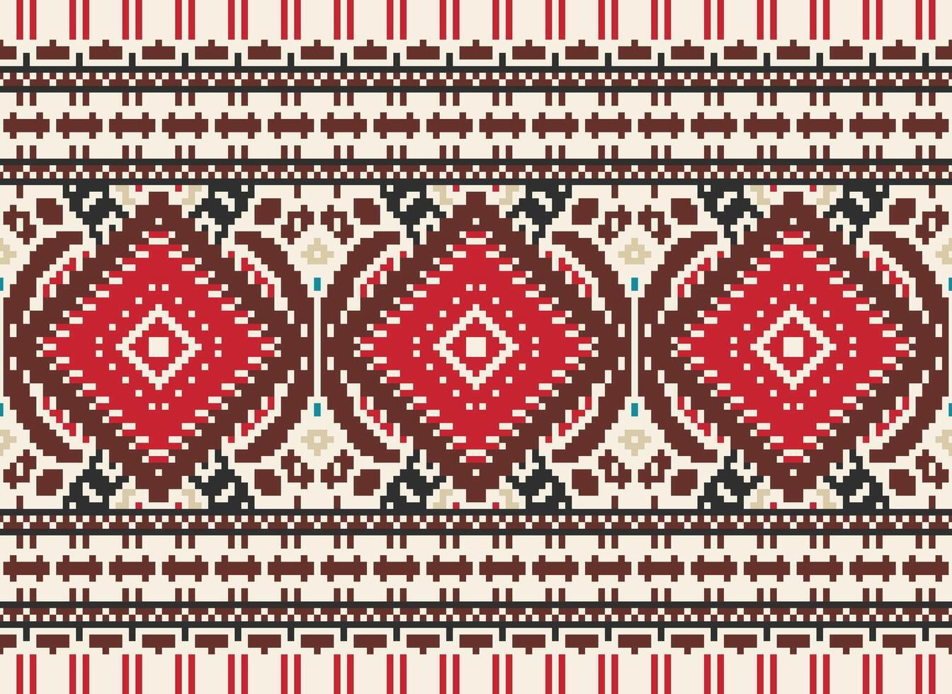 pixel kruis steek traditioneel etnisch patroon paisley bloem ikat achtergrond abstract aztec Afrikaanse Indonesisch Indisch naadloos patroon voor kleding stof afdrukken kleding jurk tapijt gordijnen en sarong vector