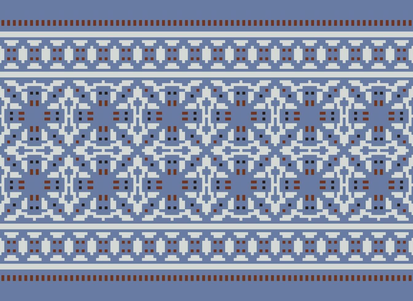 pixel kruis steek traditioneel etnisch patroon paisley bloem ikat achtergrond abstract aztec Afrikaanse Indonesisch Indisch naadloos patroon voor kleding stof afdrukken kleding jurk tapijt gordijnen en sarong vector