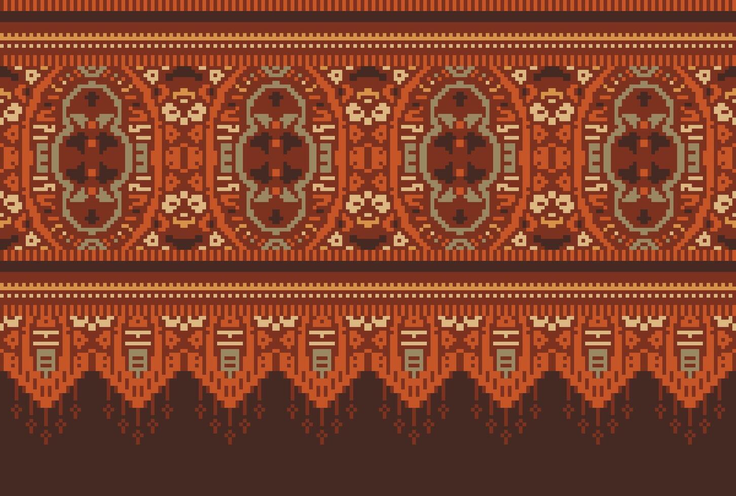 pixel kruis steek traditioneel etnisch patroon paisley bloem ikat achtergrond abstract aztec Afrikaanse Indonesisch Indisch naadloos patroon voor kleding stof afdrukken kleding jurk tapijt gordijnen en sarong vector