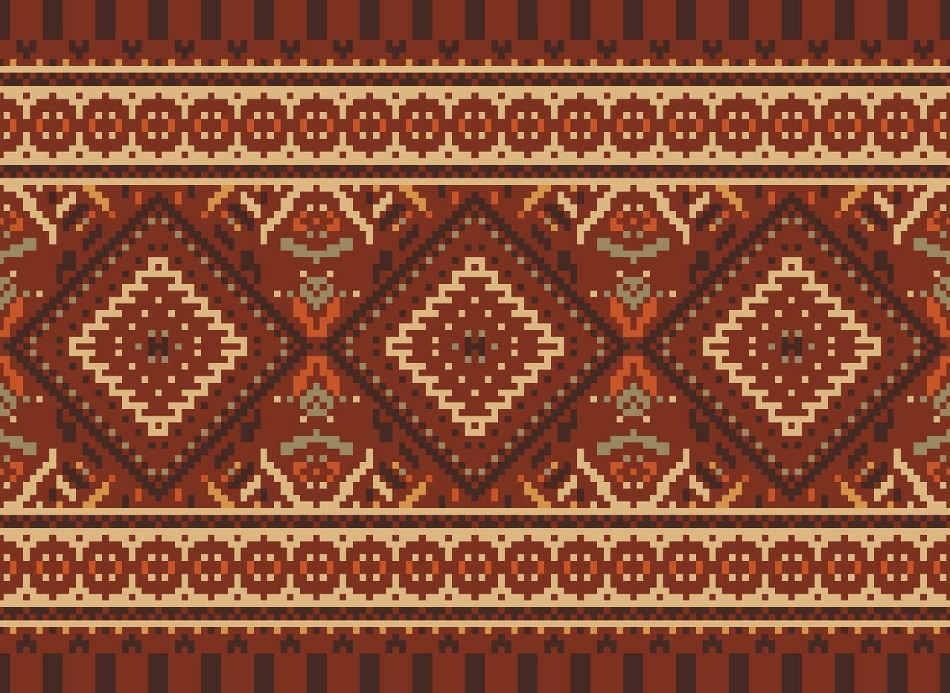 pixel kruis steek traditioneel etnisch patroon paisley bloem ikat achtergrond abstract aztec Afrikaanse Indonesisch Indisch naadloos patroon voor kleding stof afdrukken kleding jurk tapijt gordijnen en sarong vector