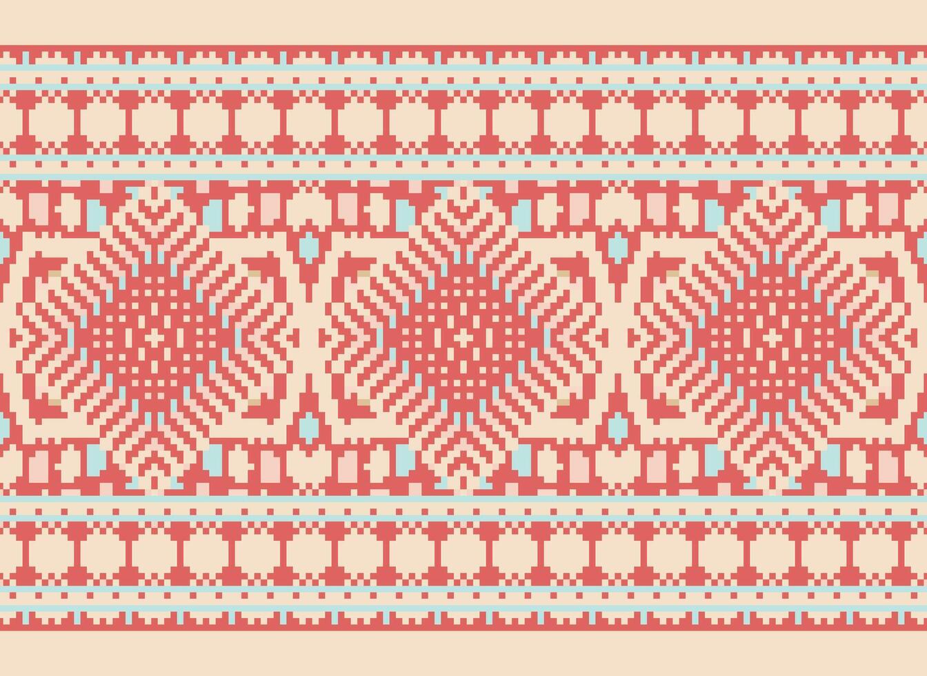 pixel kruis steek traditioneel etnisch patroon paisley bloem ikat achtergrond abstract aztec Afrikaanse Indonesisch Indisch naadloos patroon voor kleding stof afdrukken kleding jurk tapijt gordijnen en sarong vector