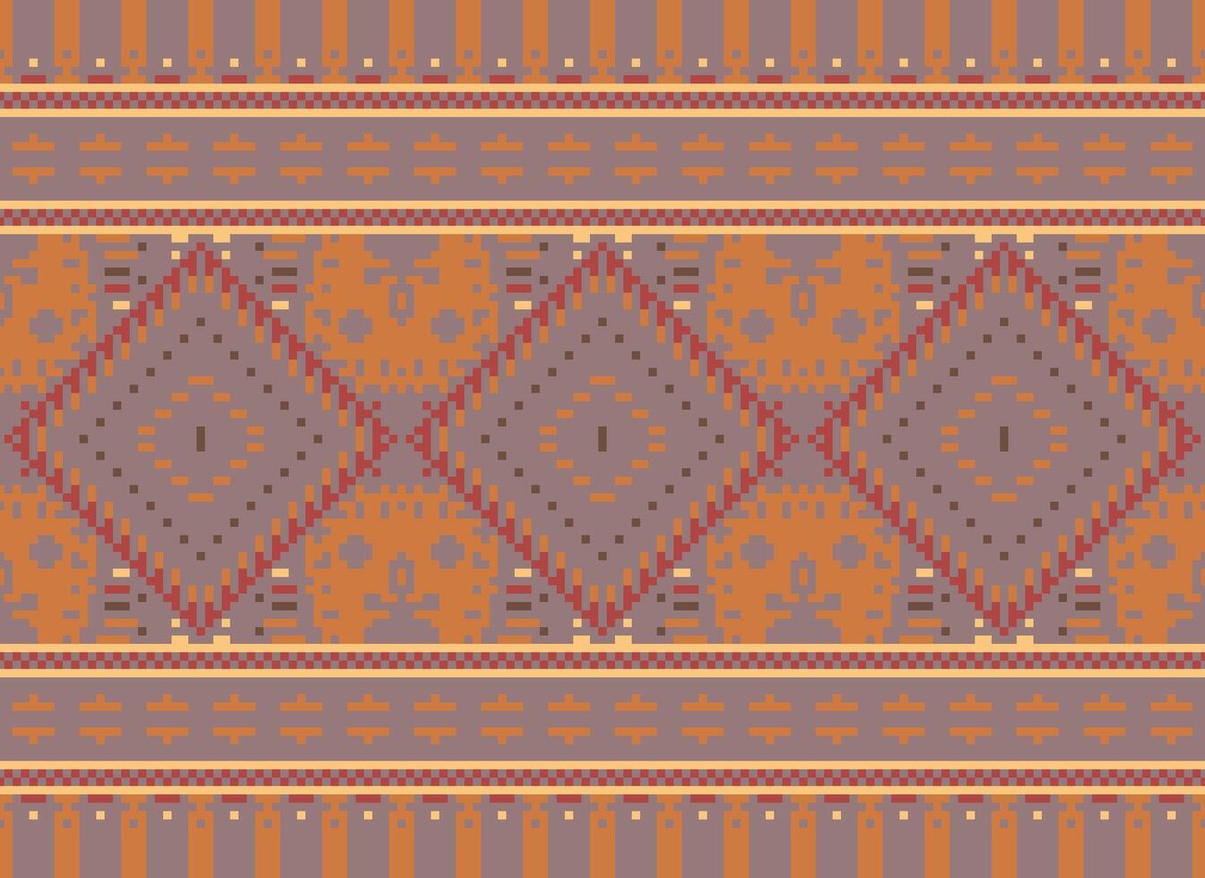 pixel kruis steek traditioneel etnisch patroon paisley bloem ikat achtergrond abstract aztec Afrikaanse Indonesisch Indisch naadloos patroon voor kleding stof afdrukken kleding jurk tapijt gordijnen en sarong vector