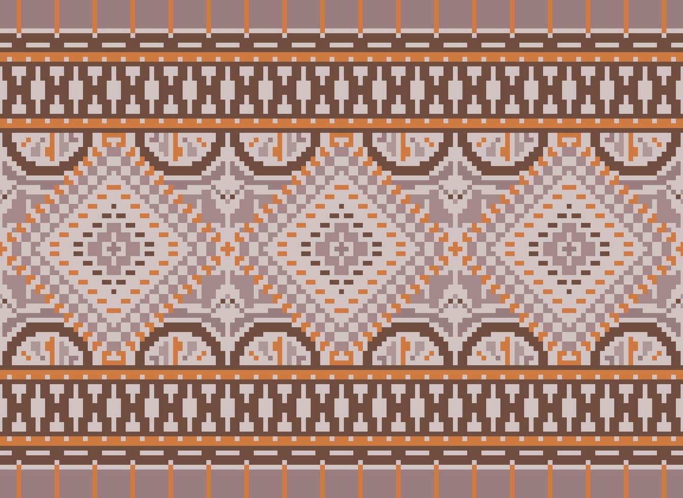 pixel kruis steek traditioneel etnisch patroon paisley bloem ikat achtergrond abstract aztec Afrikaanse Indonesisch Indisch naadloos patroon voor kleding stof afdrukken kleding jurk tapijt gordijnen en sarong vector