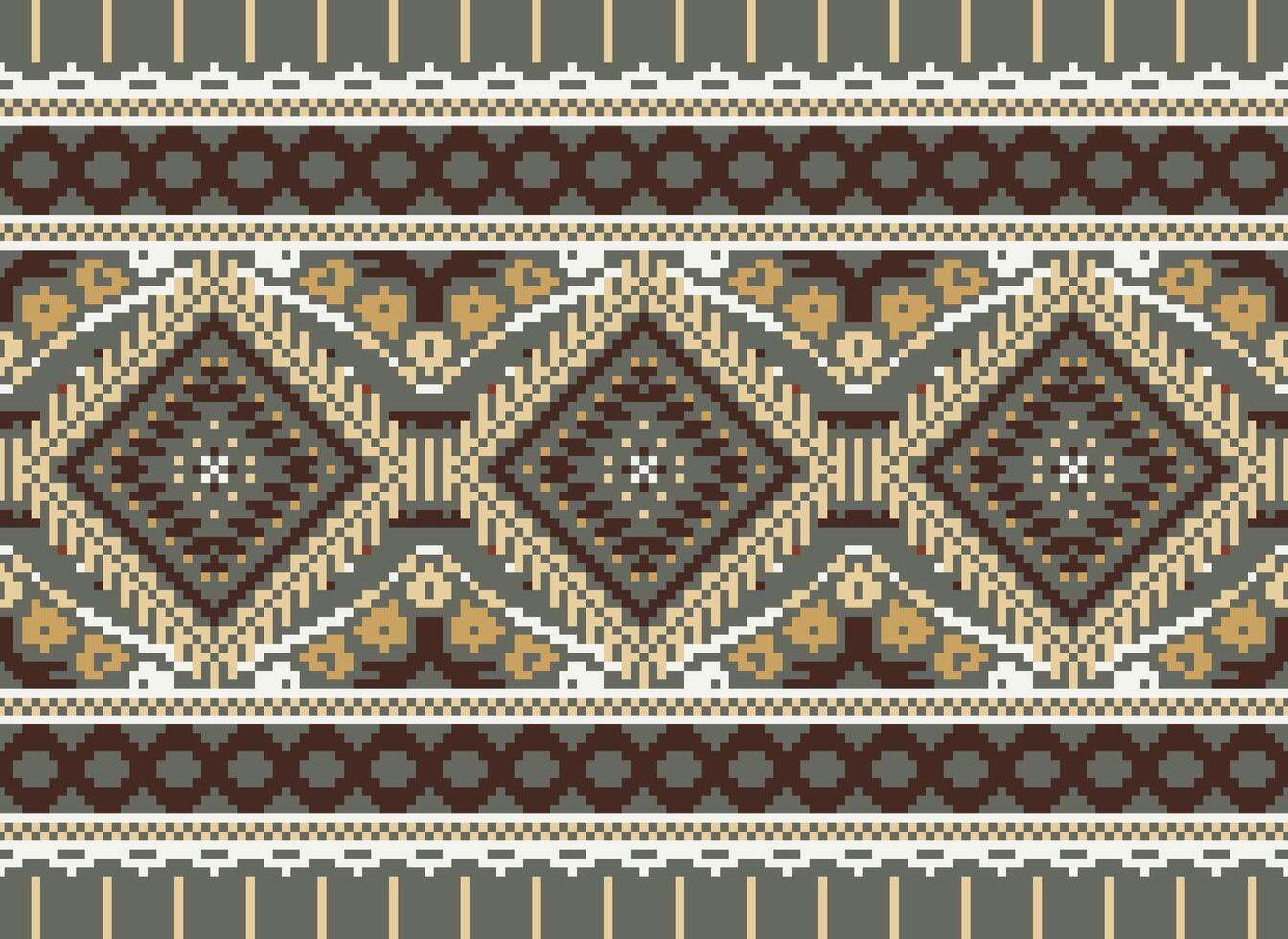 pixel kruis steek traditioneel etnisch patroon paisley bloem ikat achtergrond abstract aztec Afrikaanse Indonesisch Indisch naadloos patroon voor kleding stof afdrukken kleding jurk tapijt gordijnen en sarong vector